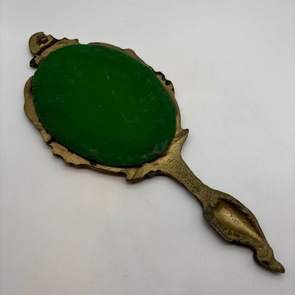 Vintage Brass Oval Hand Held Antique Style Vanity Collectible Mirror - Picture 11 of 16